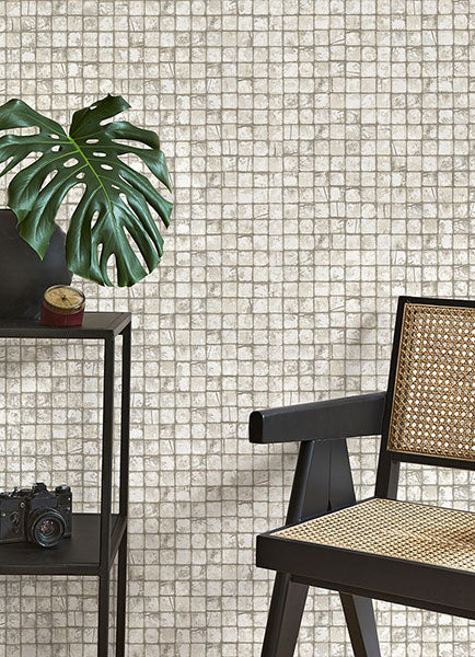 media image for Kingsley Off-White Tiled Wallpaper from Fusion Advantage Collection by Brewster 271