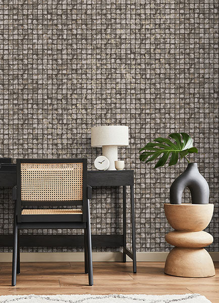 media image for Kingsley Grey Tiled Wallpaper from Fusion Advantage Collection by Brewster 243