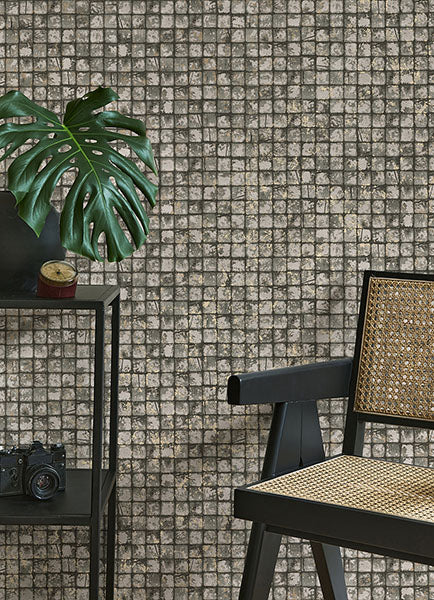 media image for Kingsley Grey Tiled Wallpaper from Fusion Advantage Collection by Brewster 286