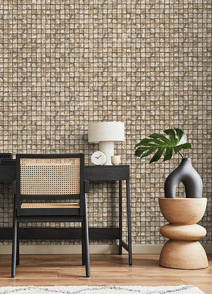 media image for Kingsley Neutral Tiled Wallpaper from Fusion Advantage Collection by Brewster 298