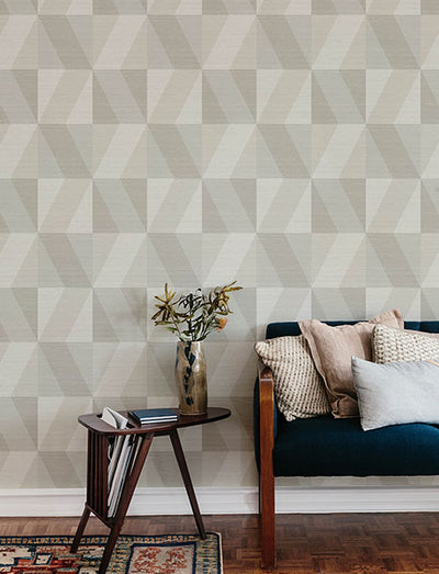 product image for Winslow Bone Geometric Faux Grasscloth Wallpaper 31