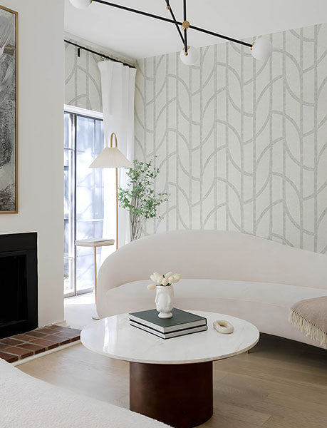 media image for Harlow Silver Curved Contours Wallpaper 27