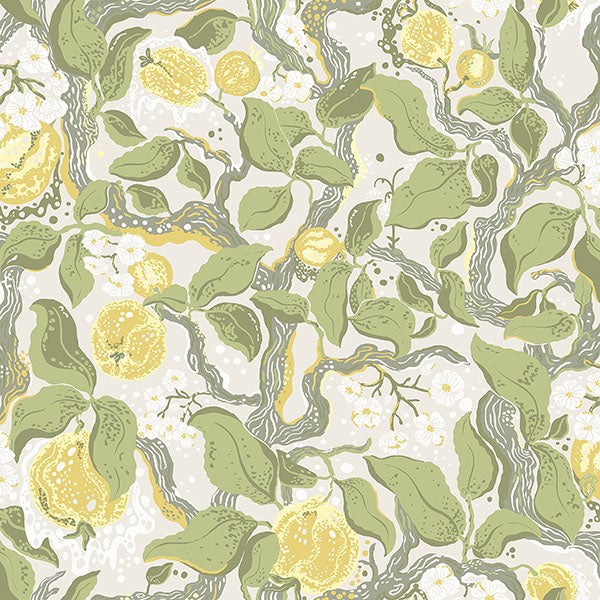 media image for Kort Yellow Fruit and Floral Wallpaper 264