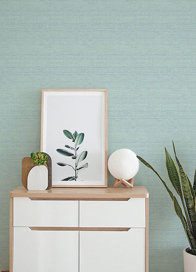 product image for Agave Aqua Faux Grasscloth Wallpaper 24