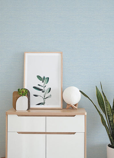 product image for Agave Blue Faux Grasscloth Wallpaper 26