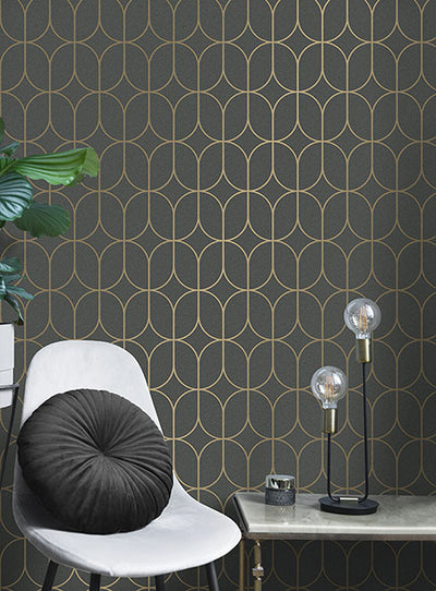 product image for Raye Charcoal Rosco Trellis Wallpaper 7