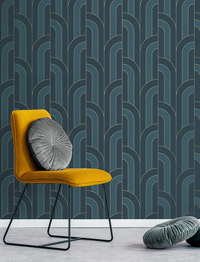 product image for Ezra Blue Arch Wallpaper 21