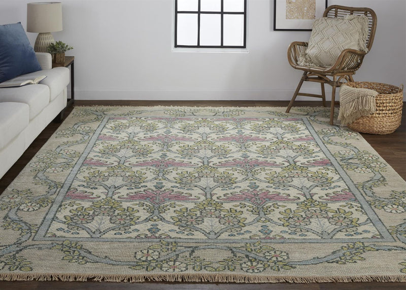 media image for Bennet Hand Knotted Gray and Pink Rug by BD Fine Roomscene Image 1 269