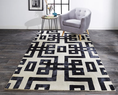 product image for Marengo Hand Tufted Black and Ivory Rug by BD Fine Roomscene Image 1 2