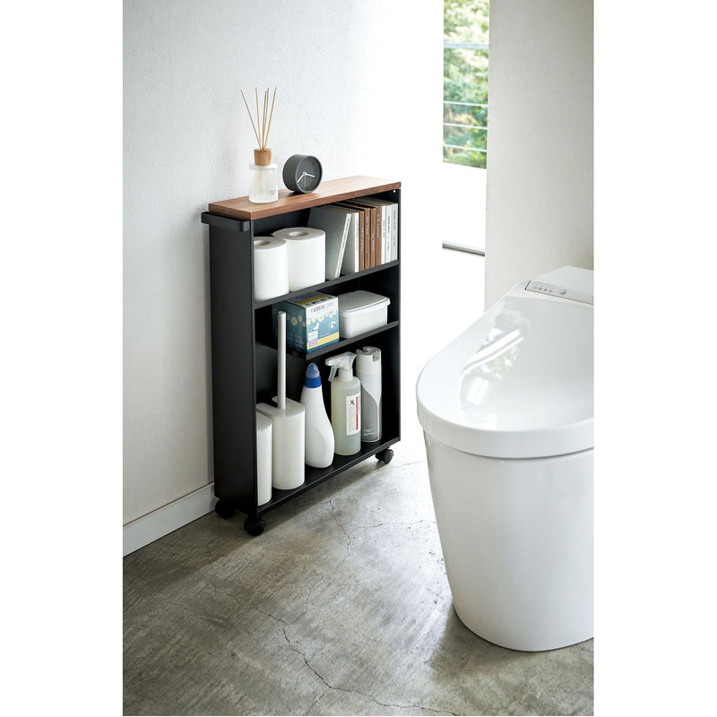 media image for Tower Rolling Slim Bathroom Cart With Handle by Yamazaki 252