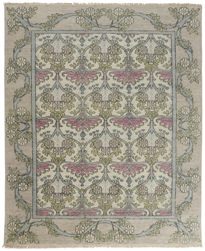 product image of Bennet Hand Knotted Gray and Pink Rug by BD Fine Flatshot Image 1 534