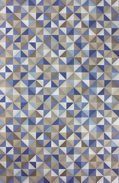 product image of Zirconia Wallpaper in blue and tan from the Belvoir Collection by Osborne & Little 515