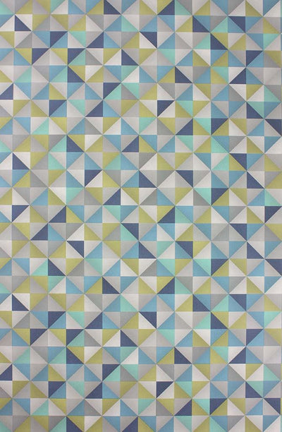 product image of Zirconia Wallpaper in blue tones and yellow from the Belvoir Collection by Osborne & Little 556