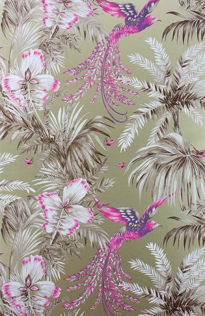 product image for Bird Of Paradise Wallpaper in purple and tan from the Samana Collection by Matthew Williamson 45