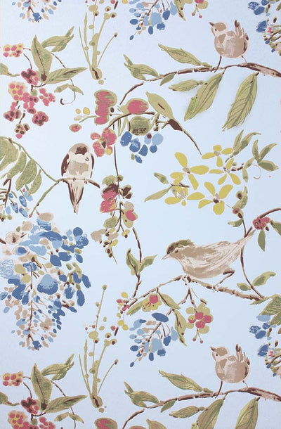 product image for Penglai Wallpaper in silver and multi-color from the Cathay Collection by Nina Campbell 65