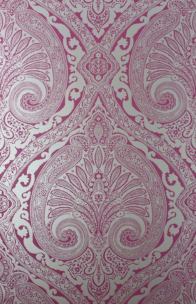 media image for Khitan Wallpaper in pink and silver from the Cathay Collection by Nina Campbell 215