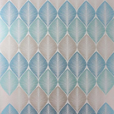 product image for Leaf Fall Wallpaper In Gray And Aqua Color 54