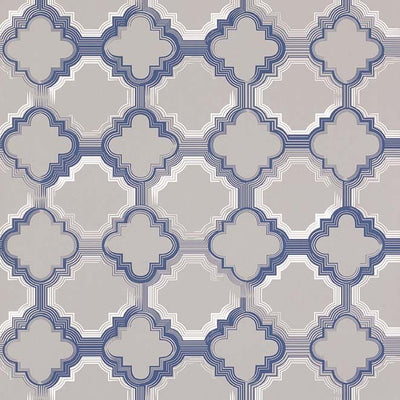 product image of Quatrefoil Wallpaper in blue and gray from the Mansard Collection by Osborne & Little 561