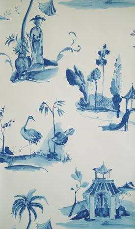 media image for Palais Chinois Wallpaper in blue from the Pompadour Collection by Osborne & Little 279