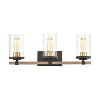 product image of Geringer 3-Light Vanity Light in Charcoal and Beechwood with Seedy Glass by BD Fine Lighting 517