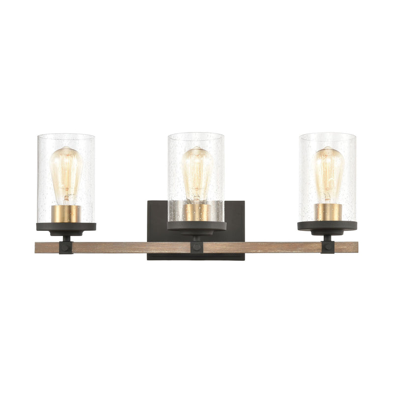 media image for Geringer 3-Light Vanity Light in Charcoal and Beechwood with Seedy Glass by BD Fine Lighting 296