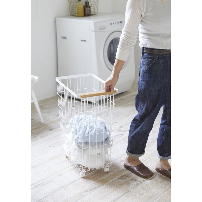 media image for Tosca Slim Rolling Laundry Basket by Yamazaki 230
