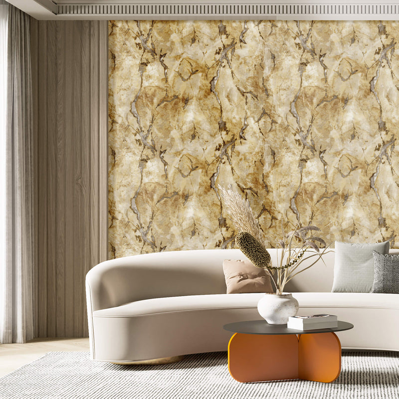 media image for Marmo Gold/Grey Wallpaper from Stratum Collection by Galerie Wallcoverings 266