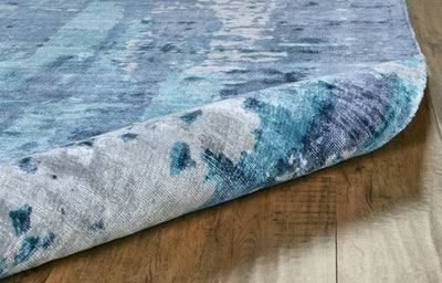 product image for Cashel Hand Woven Navy and Ocean Blue Rug by BD Fine Roll Image 1 1