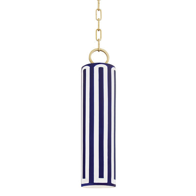 product image of Brookville Aged Brass & Blue Pendant 520