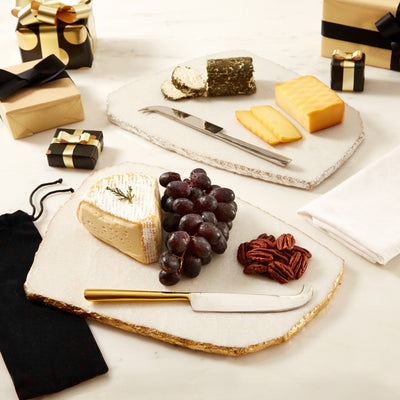 product image for White Marble Cheese Plate with Knife by Two's Company 33