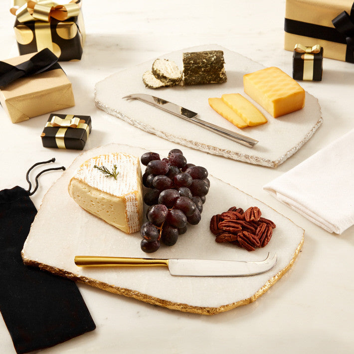media image for White Marble Cheese Plate with Knife by Two& 291