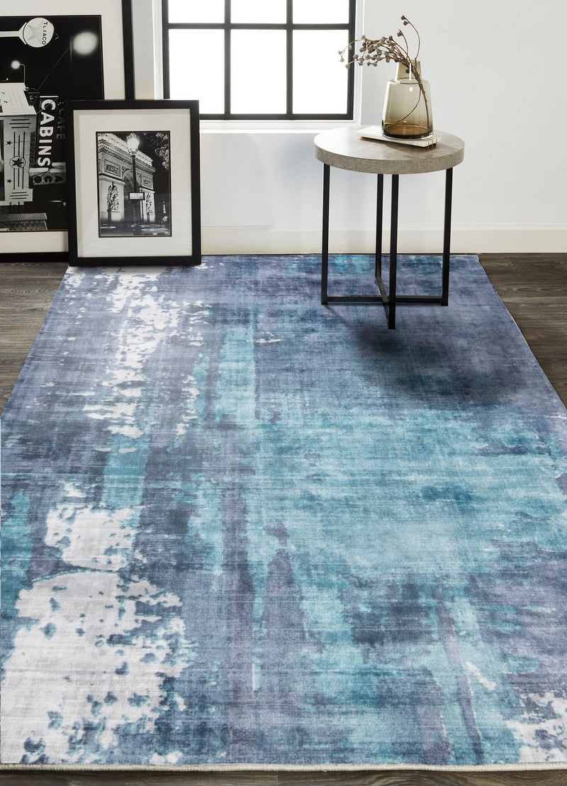 media image for Cashel Hand Woven Navy and Ocean Blue Rug by BD Fine Roomscene Image 1 278