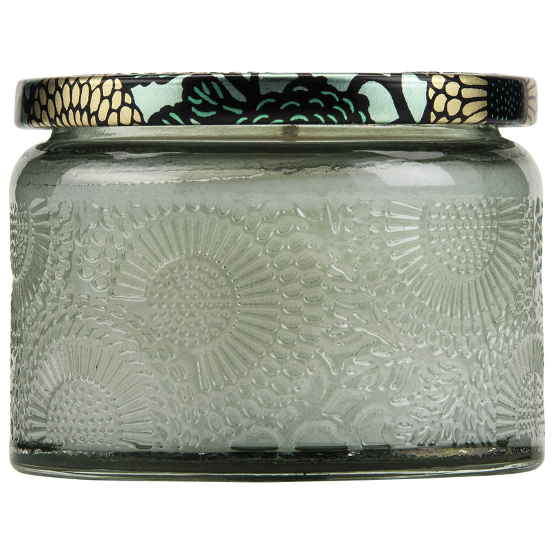 media image for Petite Embossed Glass Jar Candle in French Cade Lavender design by Voluspa 21