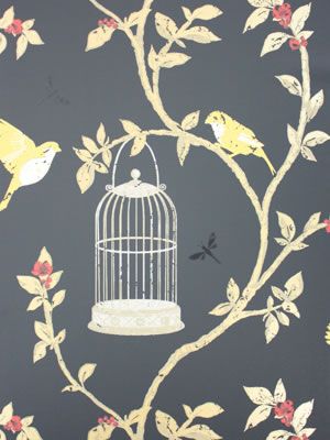 media image for Sample Birdcage Walk Wallpaper in black and beige color by Nina Campbell 222