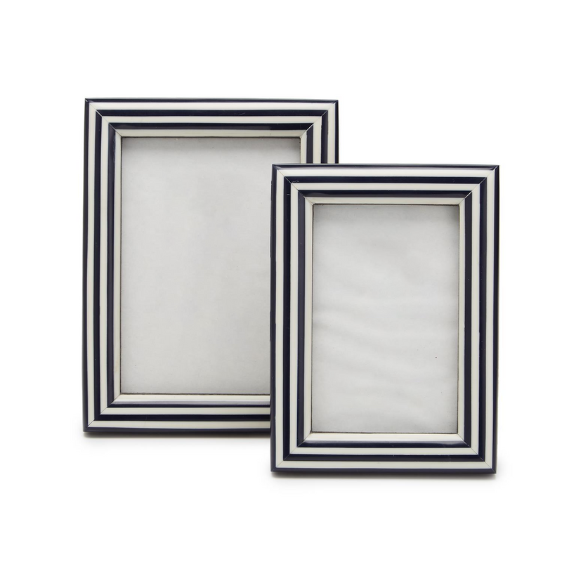 media image for nautical stripes set of 2 blue and white photo frames 1 246