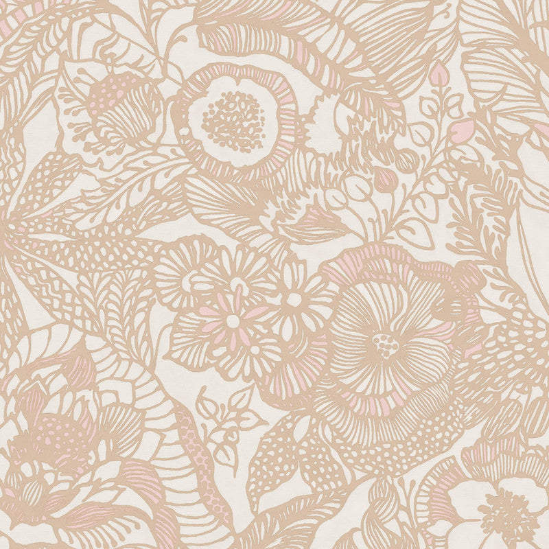 media image for Floral Opulent Wallpaper in Coral/Cream 259
