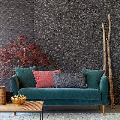 product image for Craquelure Weathered Wallpaper in Black/Metallic 39