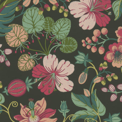 product image for Floral Large-Scale Wallpaper in Green/Raspberry/Coral 80
