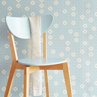 product image for Embossed Abstract Floral Wallpaper in Sky Blue/Cream 64