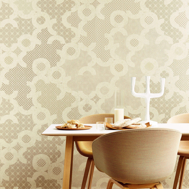 media image for Abstract Geo Wall Mural in Beige/Taupe 235