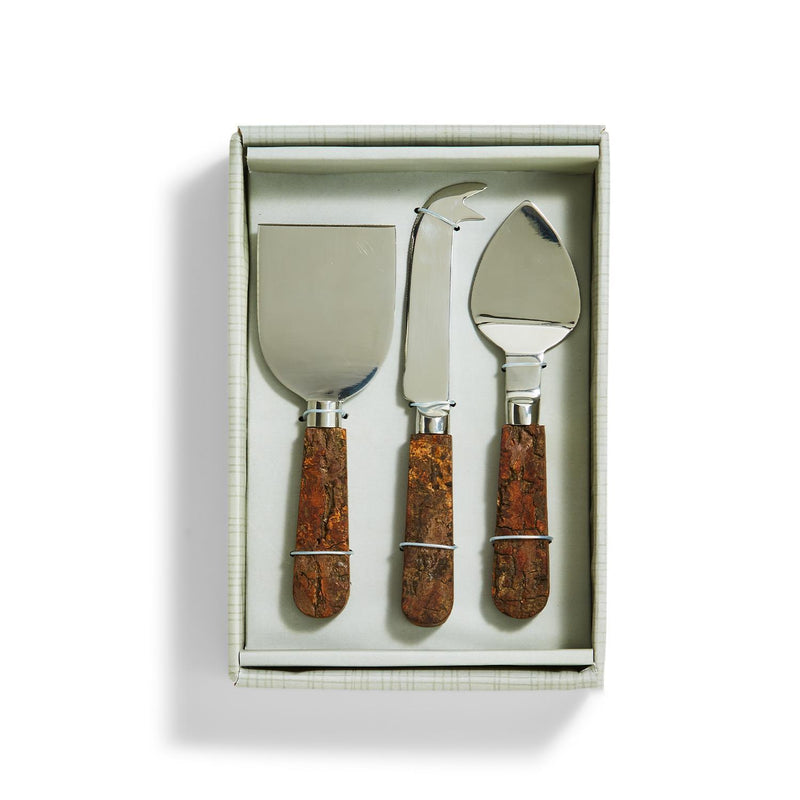 media image for rustic charm bark handle cheese knives set of 3 1 215