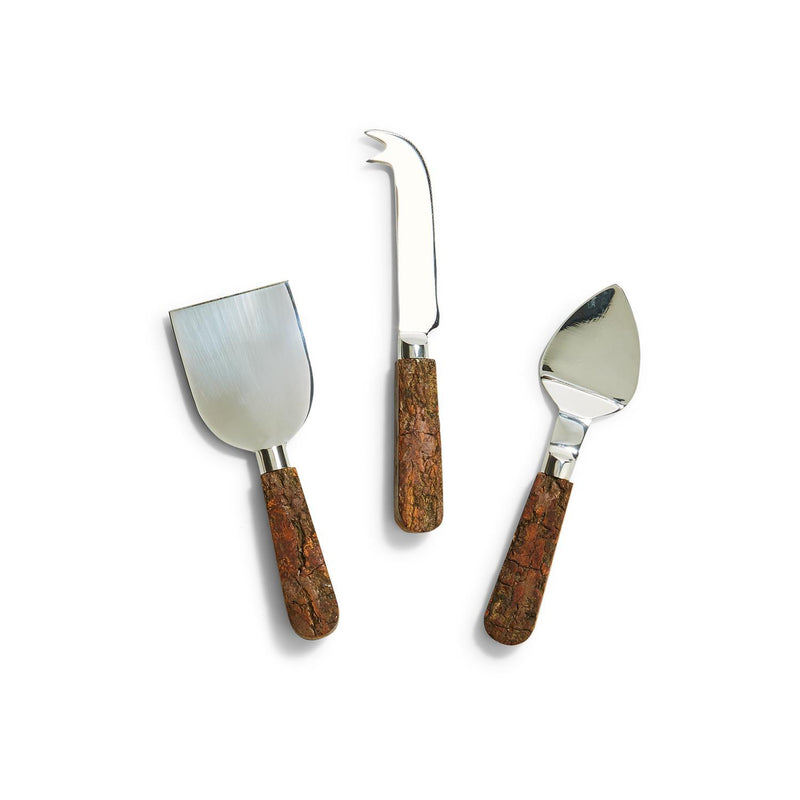 media image for rustic charm bark handle cheese knives set of 3 3 213