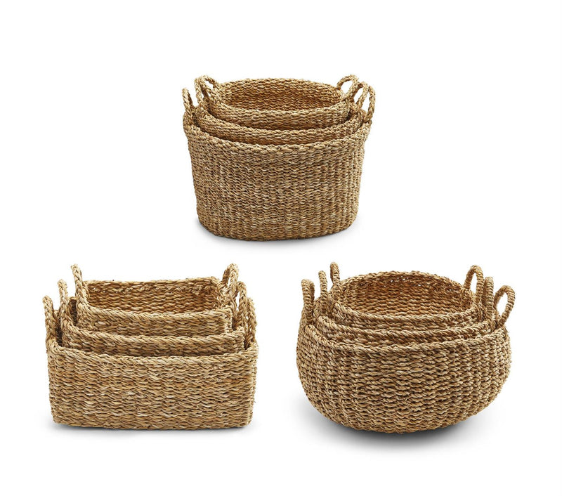 media image for hand woven seagrass baskets in various styles 1 246