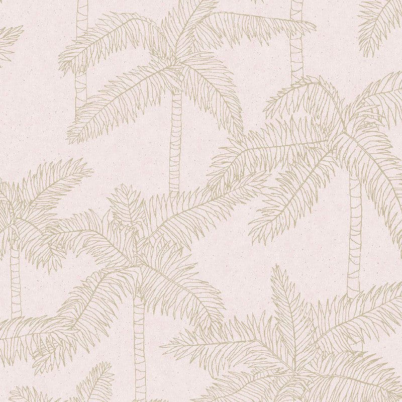 media image for Palm Trees Sketched Wallpaper in Gold/Soft Pink 255