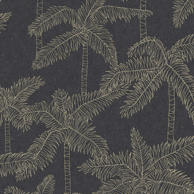 product image of Palm Trees Sketched Wallpaper in Gold/Black 534
