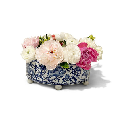 product image for blue and white pavilion hand painted floral arranger 53569 5 75