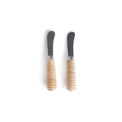 product image of al fresco set of 2 hammered spreaders w rattan handles 1 527