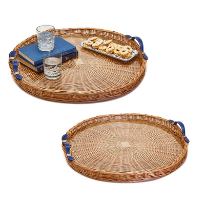 product image for round hand crafted wicker trays set of 2 2 6
