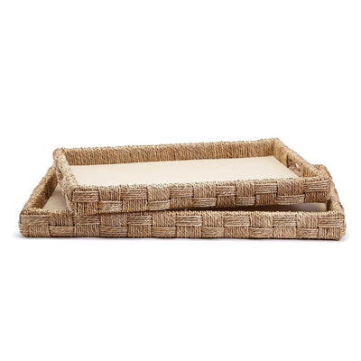 product image of Hand Crafted Sea Grass And Rattan Oversized Decorative Square Tray Set Of 2 By Twos Company Twos 53856 1 541
