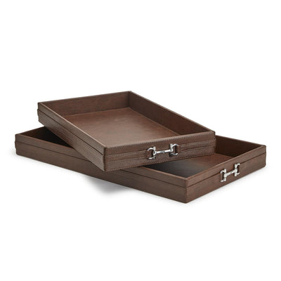 product image of horse country set of 2 decorative trays with polished horse bit accent 1 590
